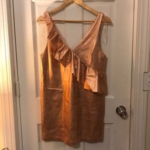 Zara faux rose gold leather metallic mini dress M